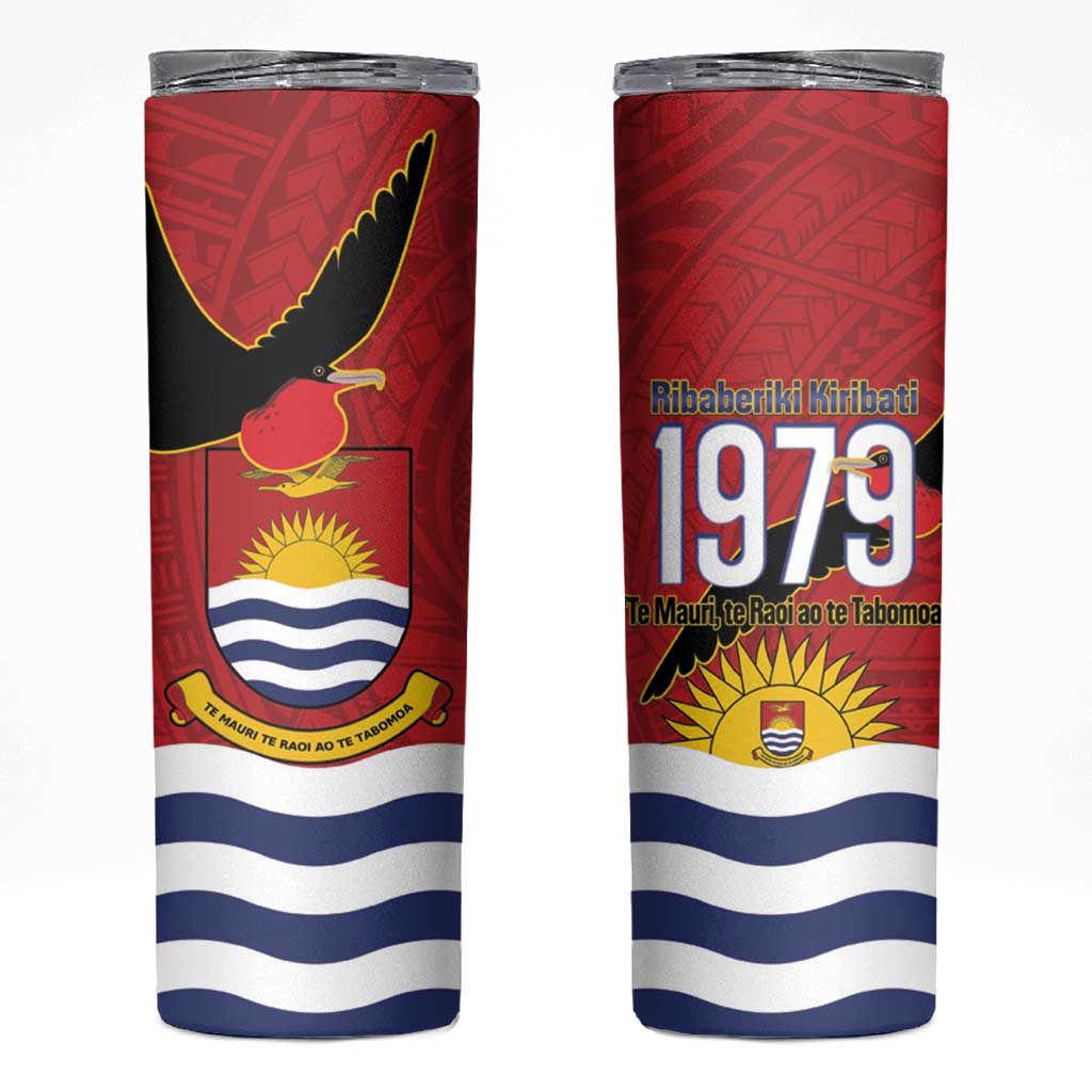 Mauri Kiribati Independence Day Skinny Tumbler 1979 Proud National Frigatebird LT14 Red - Polynesian Pride