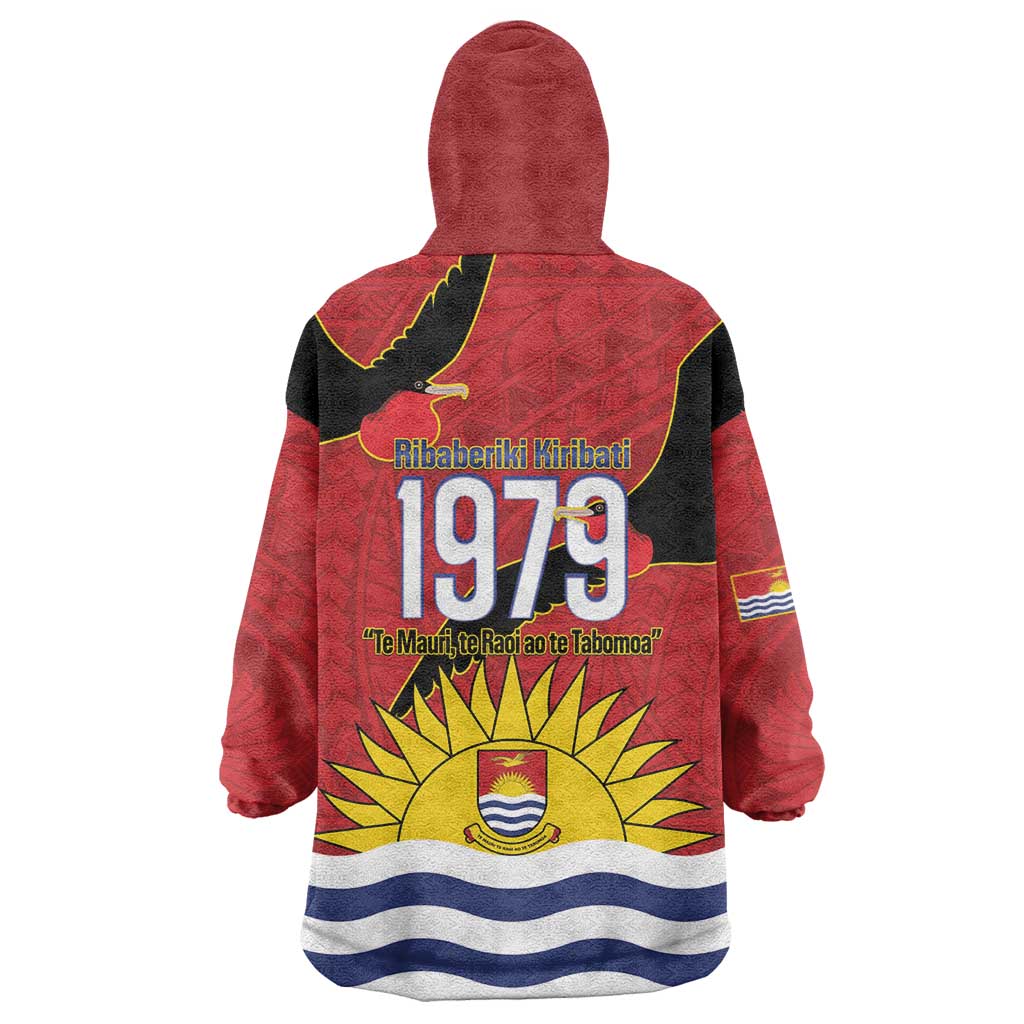Mauri Kiribati Independence Day Wearable Blanket Hoodie 1979 Proud National Frigatebird LT14 - Polynesian Pride