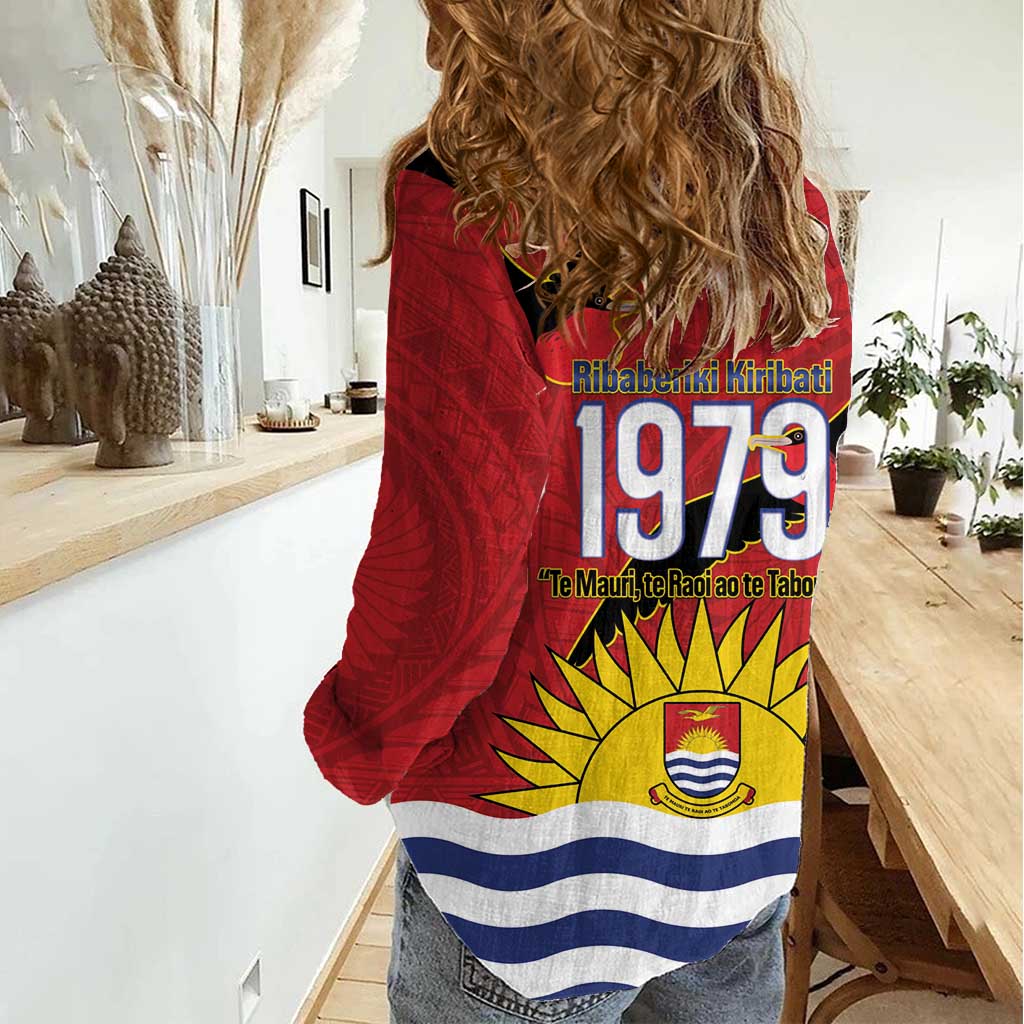 Mauri Kiribati Independence Day Women Casual Shirt 1979 Proud National Frigatebird LT14 - Polynesian Pride