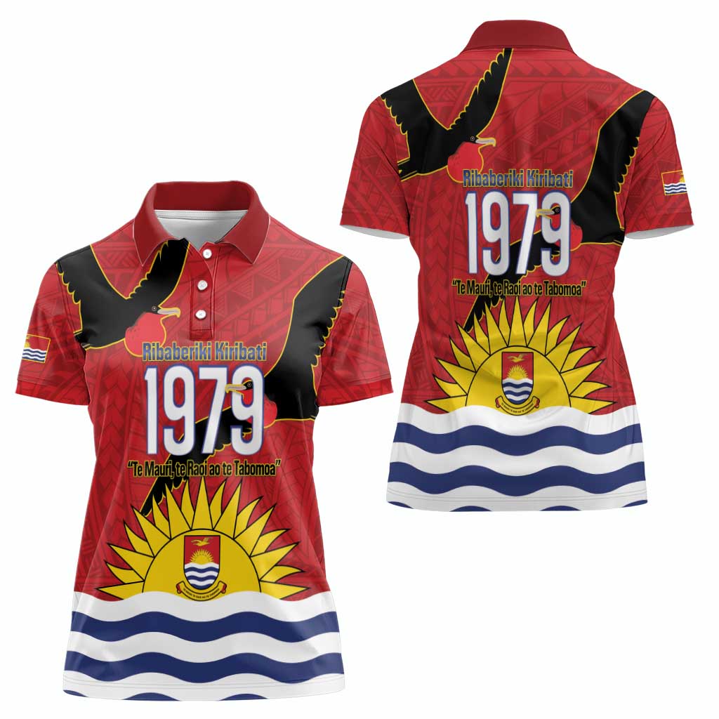 Mauri Kiribati Independence Day Women Polo Shirt 1979 Proud National Frigatebird LT14 - Polynesian Pride
