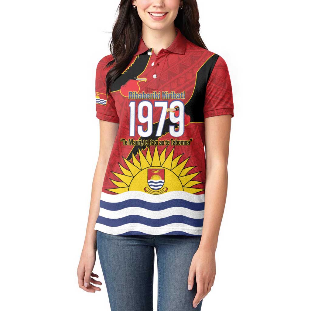Mauri Kiribati Independence Day Women Polo Shirt 1979 Proud National Frigatebird LT14 - Polynesian Pride