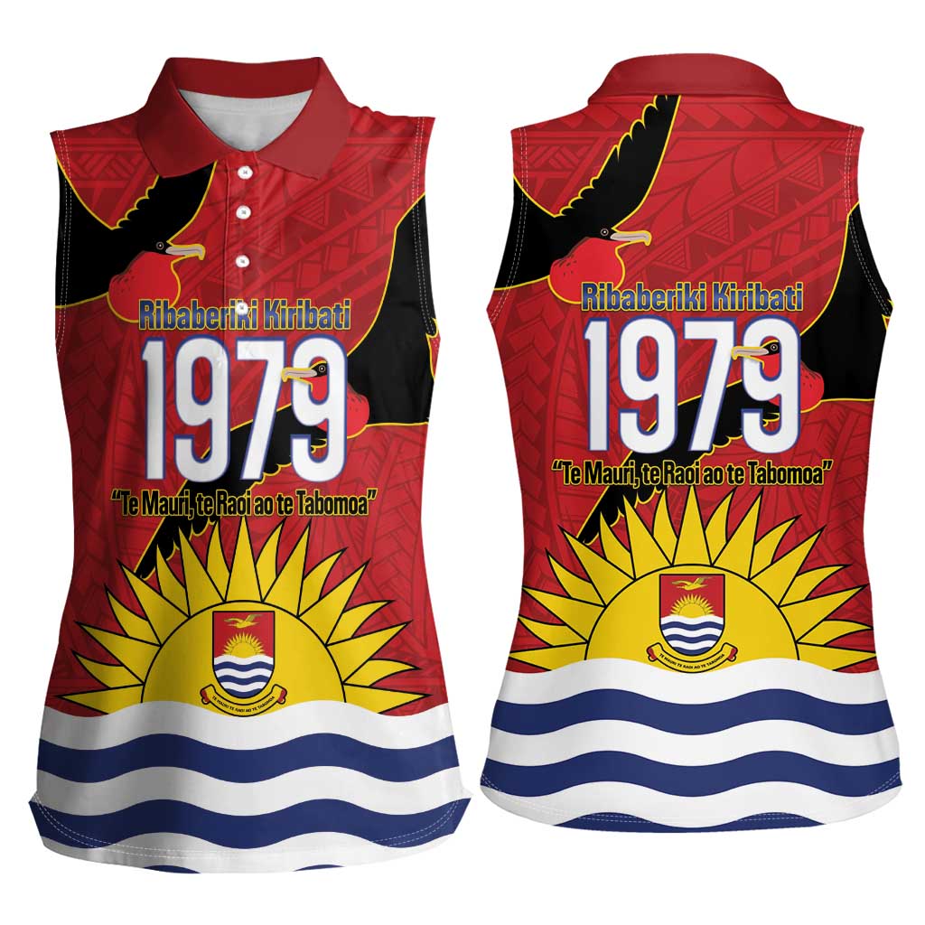 Mauri Kiribati Independence Day Women Sleeveless Polo Shirt 1979 Proud National Frigatebird LT14 - Polynesian Pride