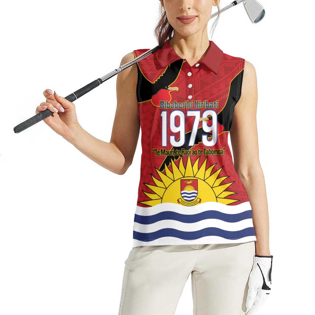 Mauri Kiribati Independence Day Women Sleeveless Polo Shirt 1979 Proud National Frigatebird LT14 - Polynesian Pride