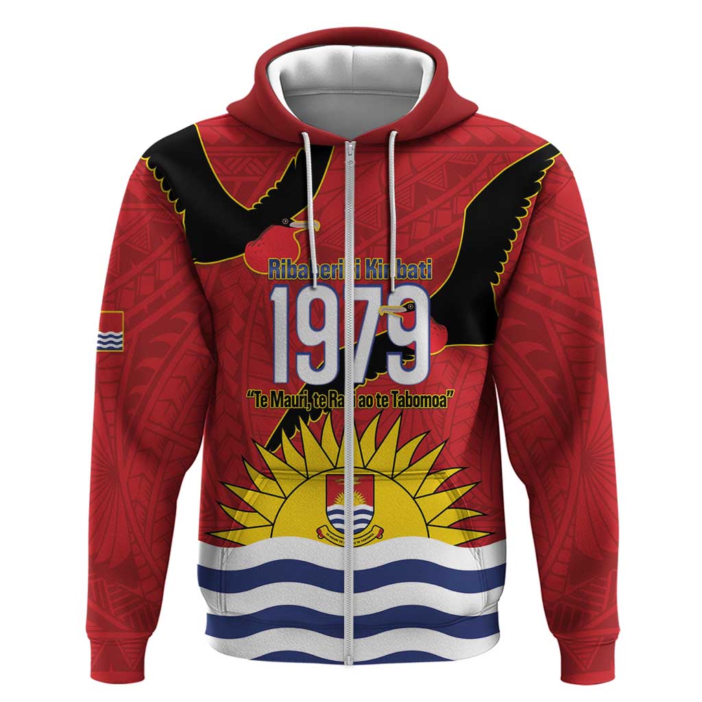 Mauri Kiribati Independence Day Zip Hoodie 1979 Proud National Frigatebird LT14 Zip Hoodie Red - Polynesian Pride