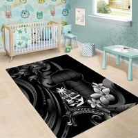 Black Hafa Adai Guam Area Rug Chamorro Latte Stone Hand With Plumeria