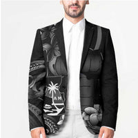 Black Hafa Adai Guam Blazer Chamorro Latte Stone Hand With Plumeria - Polynesian Pride