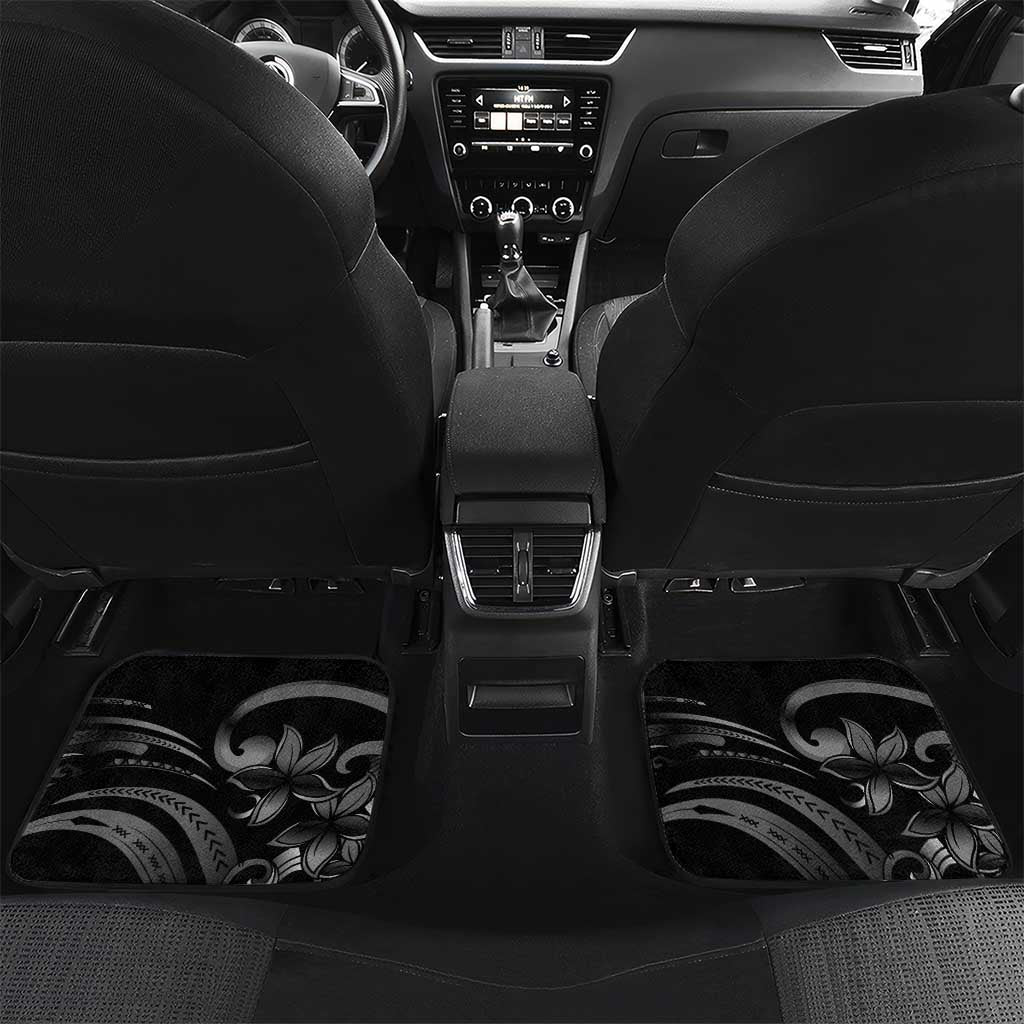 Black Hafa Adai Guam Car Mats Chamorro Latte Stone Hand With Plumeria
