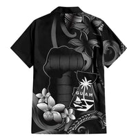 Black Hafa Adai Guam Family Matching Mermaid Dress and Hawaiian Shirt Chamorro Latte Stone Hand With Plumeria LT14 - Polynesian Pride