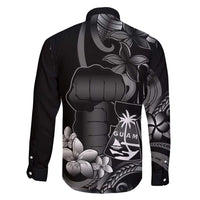 Black Hafa Adai Guam Family Matching Off Shoulder Maxi Dress and Hawaiian Shirt Chamorro Latte Stone Hand With Plumeria LT14 - Polynesian Pride