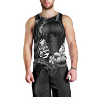 Black Hafa Adai Guam Men Tank Top Chamorro Latte Stone Hand With Plumeria