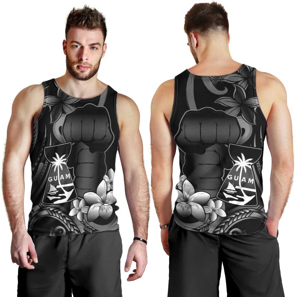 Black Hafa Adai Guam Men Tank Top Chamorro Latte Stone Hand With Plumeria