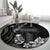 Black Hafa Adai Guam Round Carpet Chamorro Latte Stone Hand With Plumeria