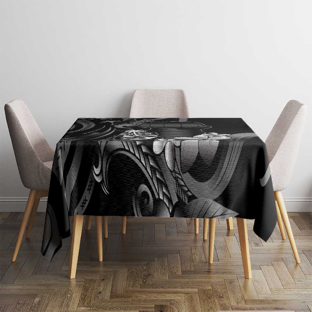 Black Hafa Adai Guam Tablecloth Chamorro Latte Stone Hand With Plumeria