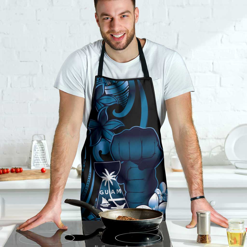 Blue Hafa Adai Guam Apron Chamorro Latte Stone Hand With Plumeria - Polynesian Pride
