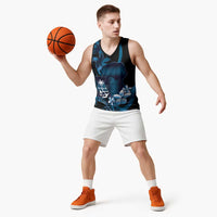 Blue Hafa Adai Guam Basketball Jersey Chamorro Latte Stone Hand With Plumeria - Polynesian Pride
