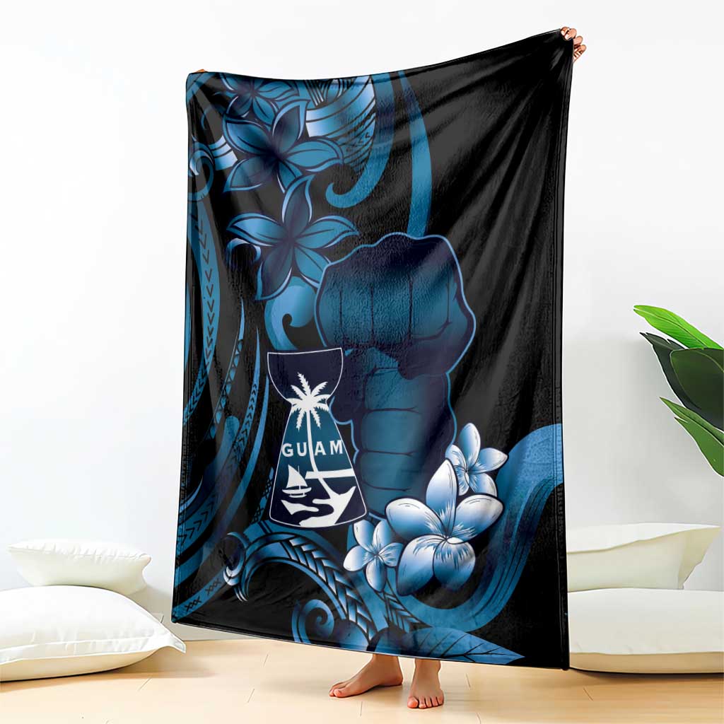 Blue Hafa Adai Guam Blanket Chamorro Latte Stone Hand With Plumeria LT14 - Polynesian Pride