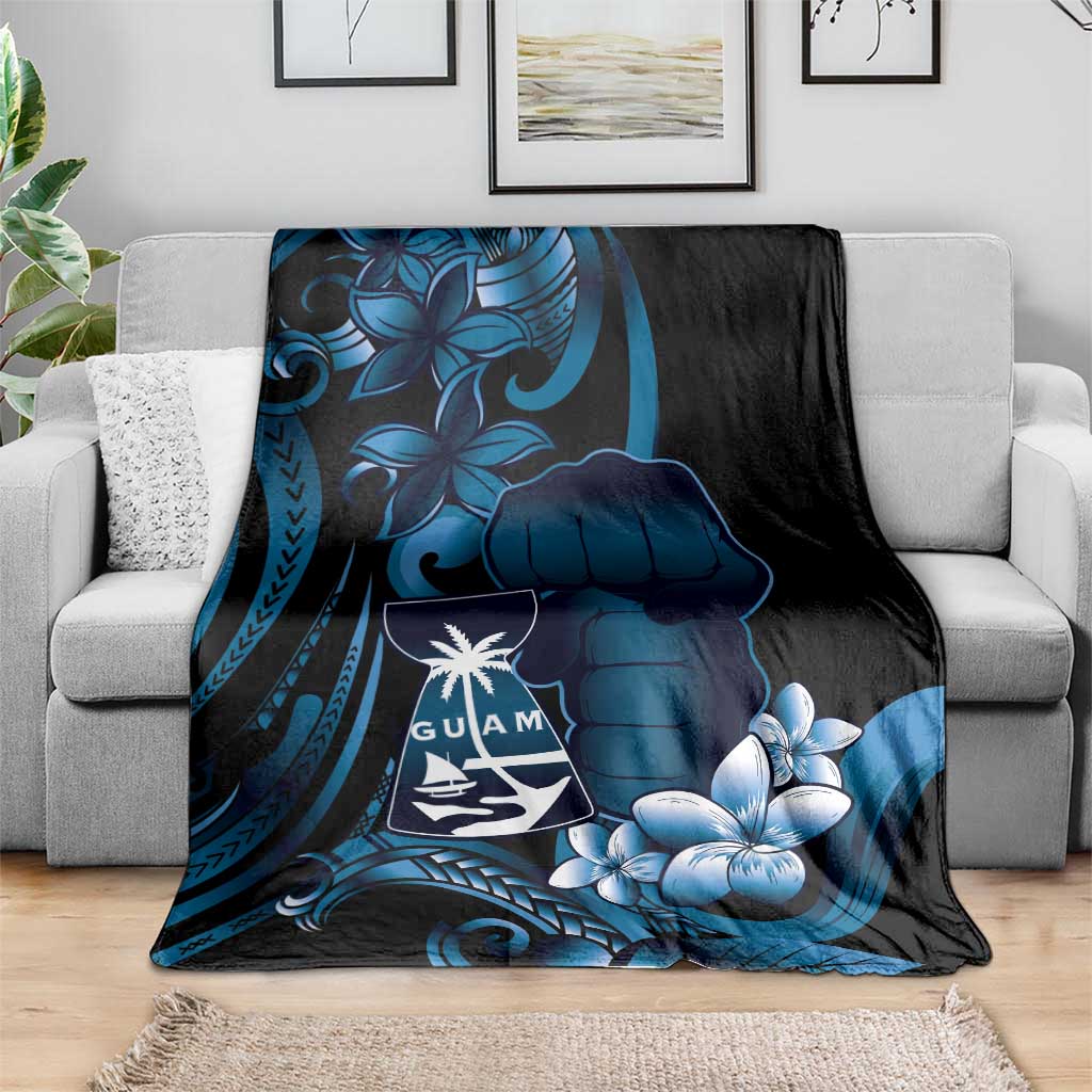 Blue Hafa Adai Guam Blanket Chamorro Latte Stone Hand With Plumeria LT14 - Polynesian Pride