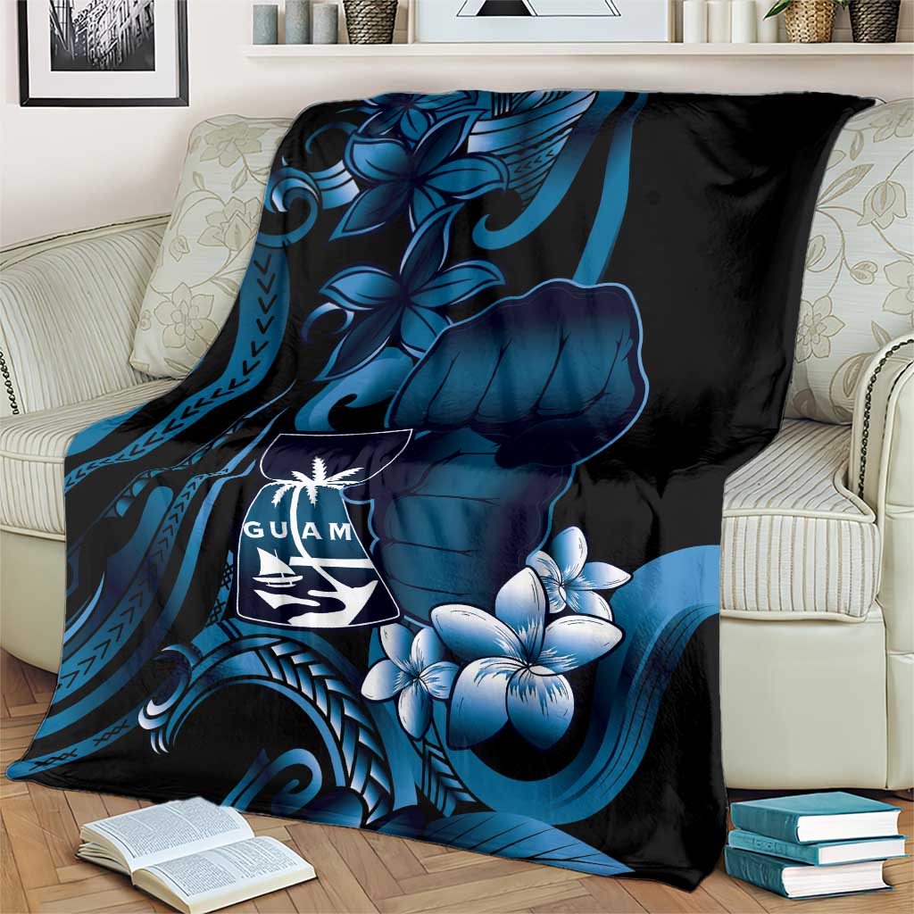 Blue Hafa Adai Guam Blanket Chamorro Latte Stone Hand With Plumeria LT14 - Polynesian Pride