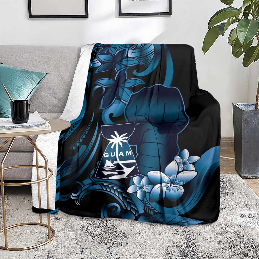 Blue Hafa Adai Guam Blanket Chamorro Latte Stone Hand With Plumeria LT14 - Polynesian Pride