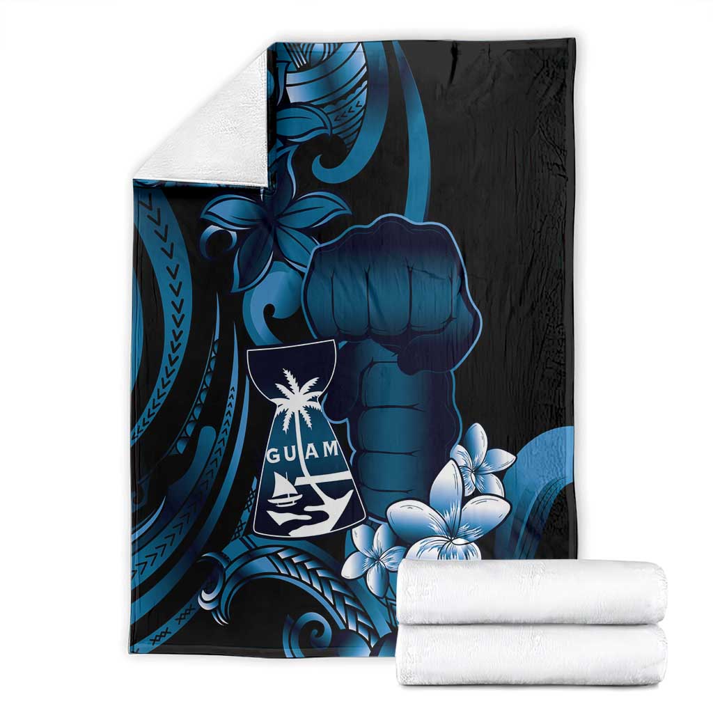 Blue Hafa Adai Guam Blanket Chamorro Latte Stone Hand With Plumeria LT14 - Polynesian Pride