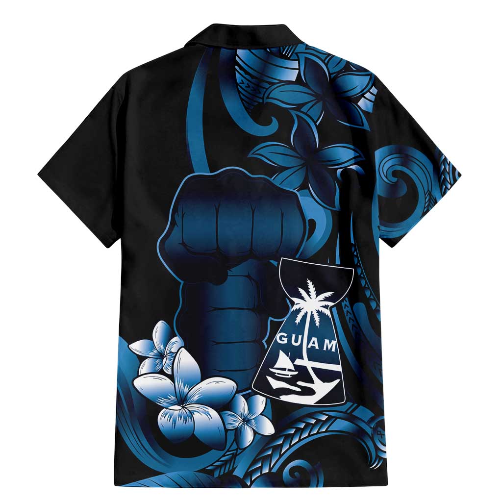 Blue Hafa Adai Guam Family Matching Mermaid Dress and Hawaiian Shirt Chamorro Latte Stone Hand With Plumeria LT14 - Polynesian Pride