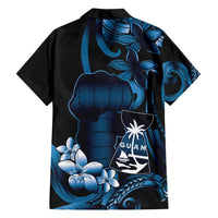 Blue Hafa Adai Guam Family Matching Tank Maxi Dress and Hawaiian Shirt Chamorro Latte Stone Hand With Plumeria LT14 - Polynesian Pride
