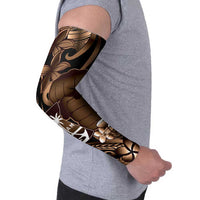 Brown Hafa Adai Guam Arm Sleeves Chamorro Latte Stone Hand With Plumeria - Polynesian Pride