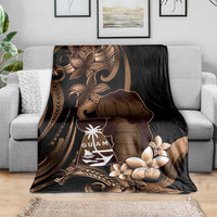 Brown Hafa Adai Guam Blanket Chamorro Latte Stone Hand With Plumeria