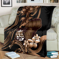 Brown Hafa Adai Guam Blanket Chamorro Latte Stone Hand With Plumeria
