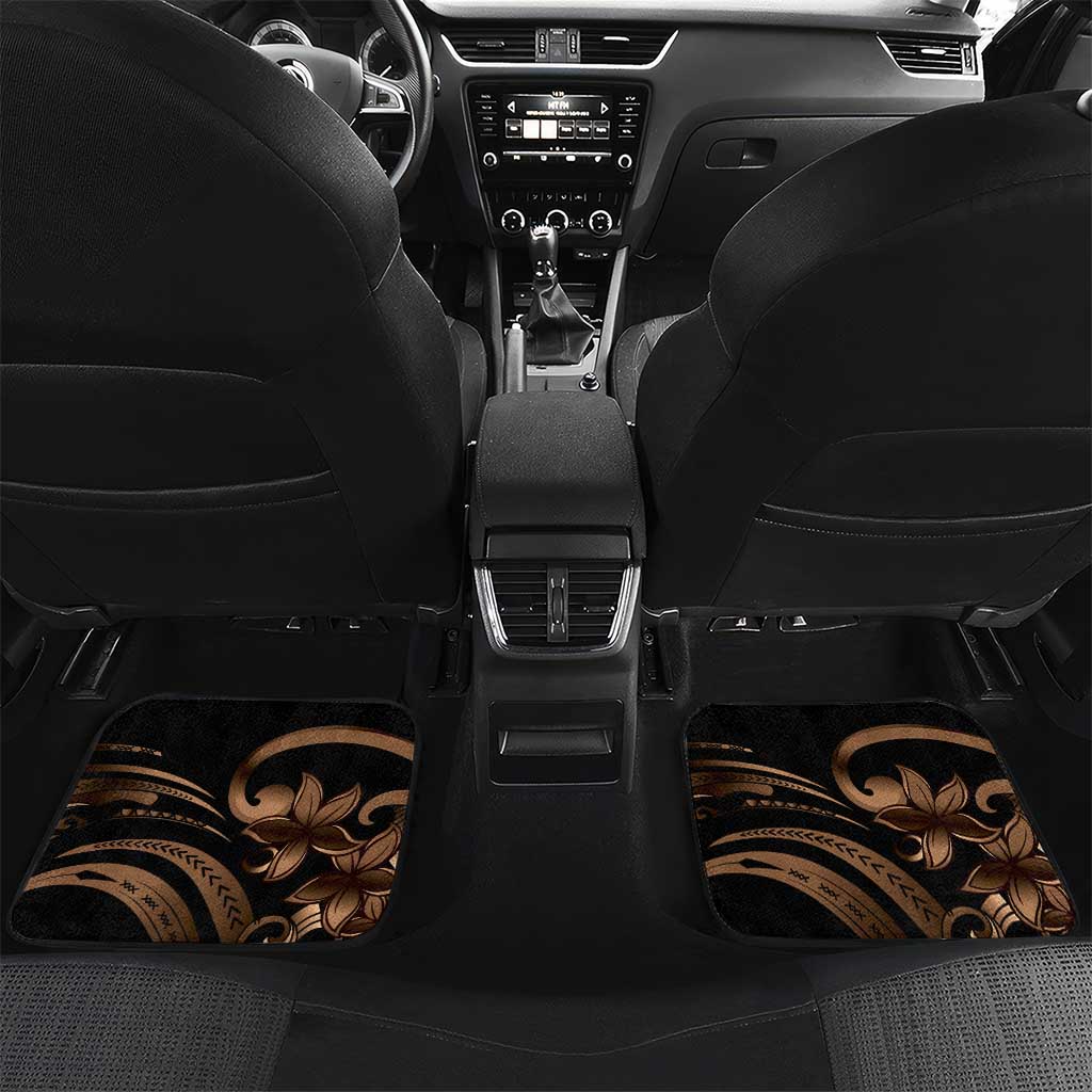 Brown Hafa Adai Guam Car Mats Chamorro Latte Stone Hand With Plumeria
