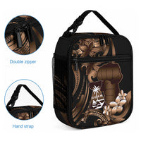 Brown Hafa Adai Guam Lunch Bag Chamorro Latte Stone Hand With Plumeria