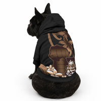 Brown Hafa Adai Guam Pet Hoodie Chamorro Latte Stone Hand With Plumeria
