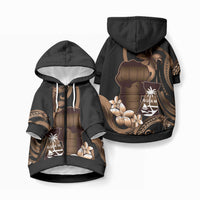 Brown Hafa Adai Guam Pet Hoodie Chamorro Latte Stone Hand With Plumeria