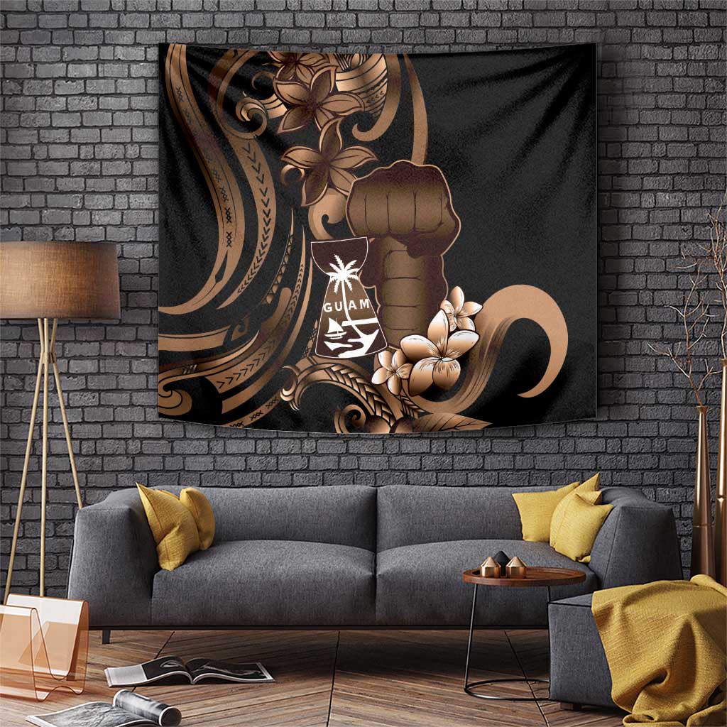 Brown Hafa Adai Guam Tapestry Chamorro Latte Stone Hand With Plumeria LT14 Brown - Polynesian Pride