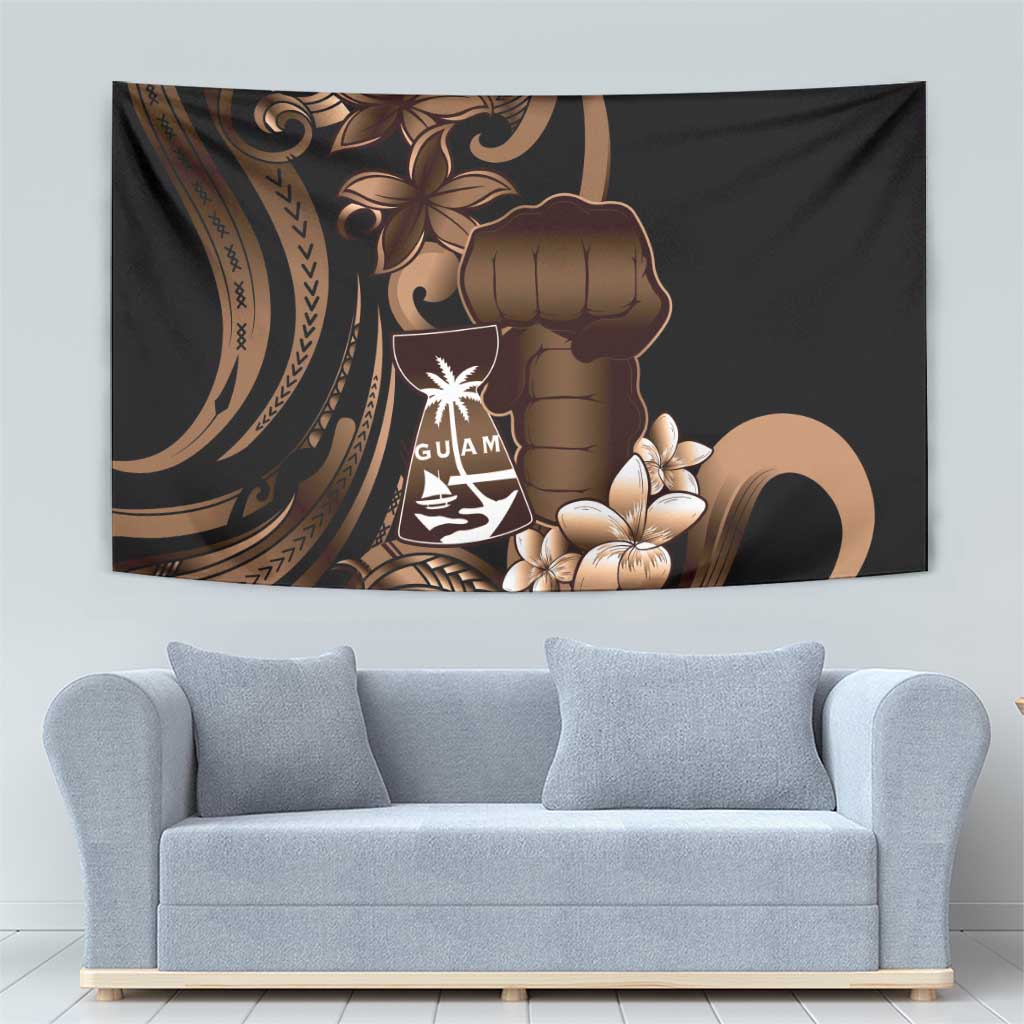 Brown Hafa Adai Guam Tapestry Chamorro Latte Stone Hand With Plumeria LT14 - Polynesian Pride