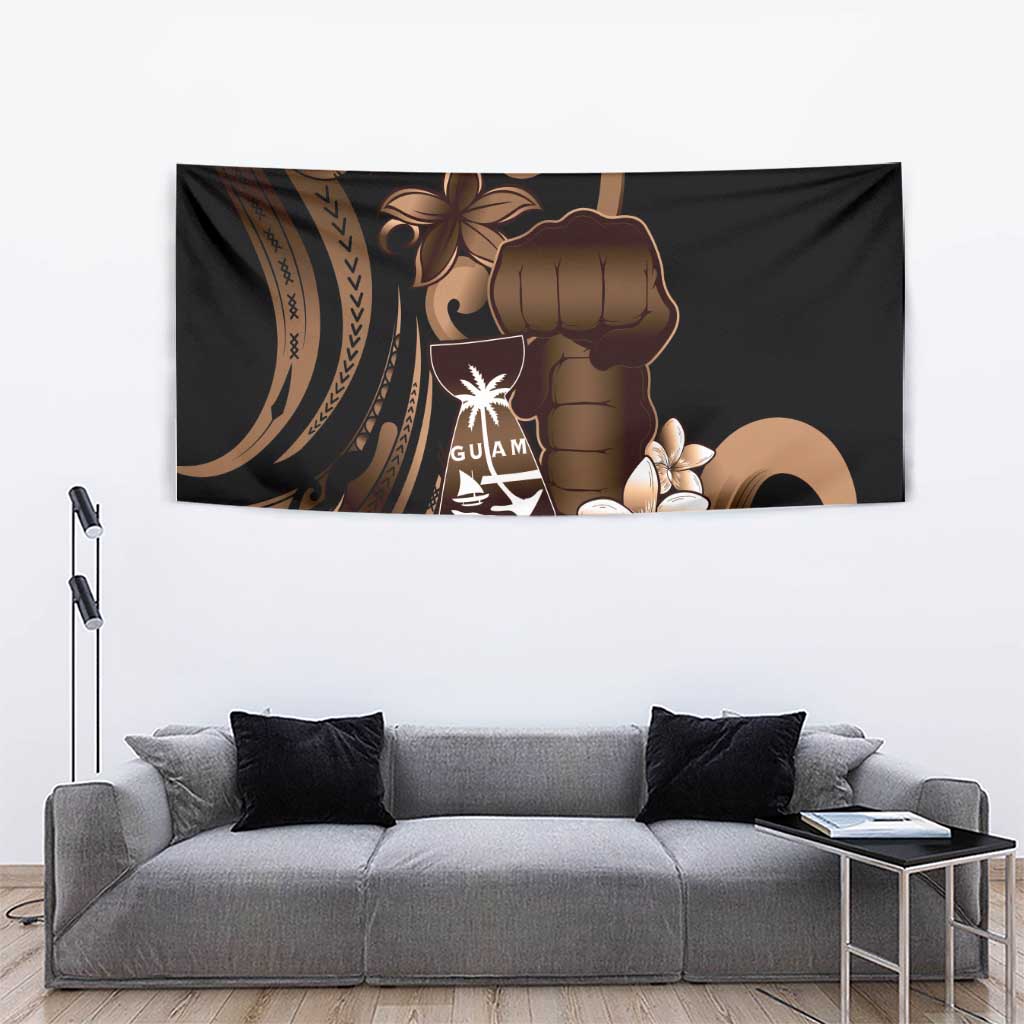 Brown Hafa Adai Guam Tapestry Chamorro Latte Stone Hand With Plumeria LT14 - Polynesian Pride