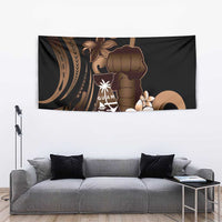 Brown Hafa Adai Guam Tapestry Chamorro Latte Stone Hand With Plumeria LT14 - Polynesian Pride