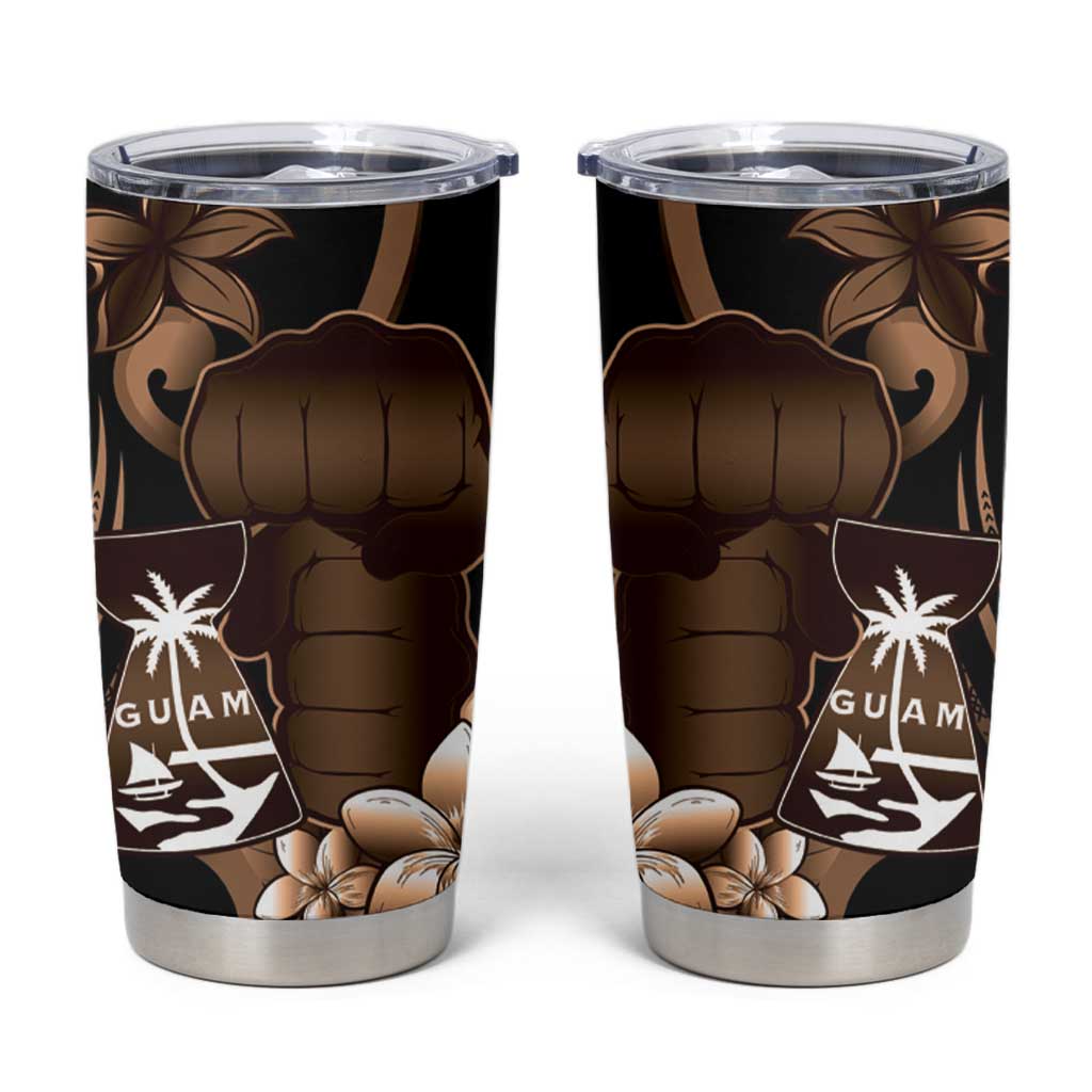 Brown Hafa Adai Guam Tumbler Cup Chamorro Latte Stone Hand With Plumeria