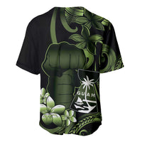 Green Hafa Adai Guam Baseball Jersey Chamorro Latte Stone Hand With Plumeria LT14 - Polynesian Pride