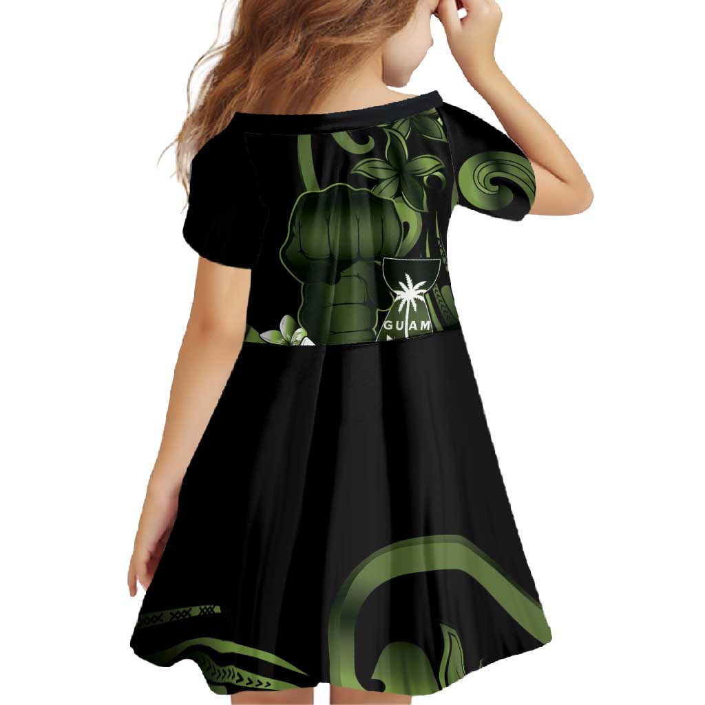 Green Hafa Adai Guam Family Matching Mermaid Dress and Hawaiian Shirt Chamorro Latte Stone Hand With Plumeria LT14 - Polynesian Pride