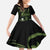 Green Hafa Adai Guam Family Matching Off Shoulder Maxi Dress and Hawaiian Shirt Chamorro Latte Stone Hand With Plumeria