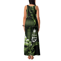 Green Hafa Adai Guam Family Matching Tank Maxi Dress and Hawaiian Shirt Chamorro Latte Stone Hand With Plumeria LT14 - Polynesian Pride