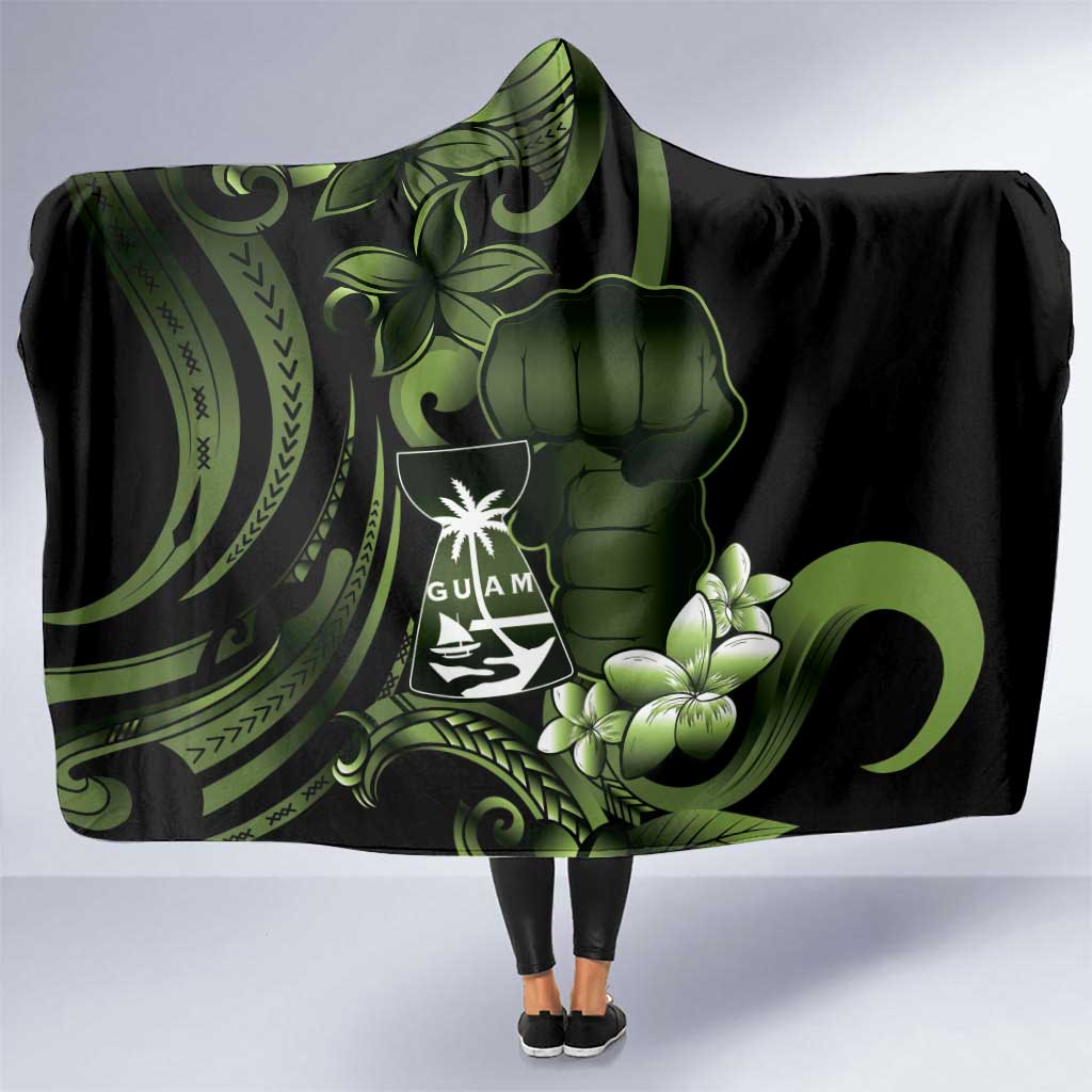 Green Hafa Adai Guam Hooded Blanket Chamorro Latte Stone Hand With Plumeria