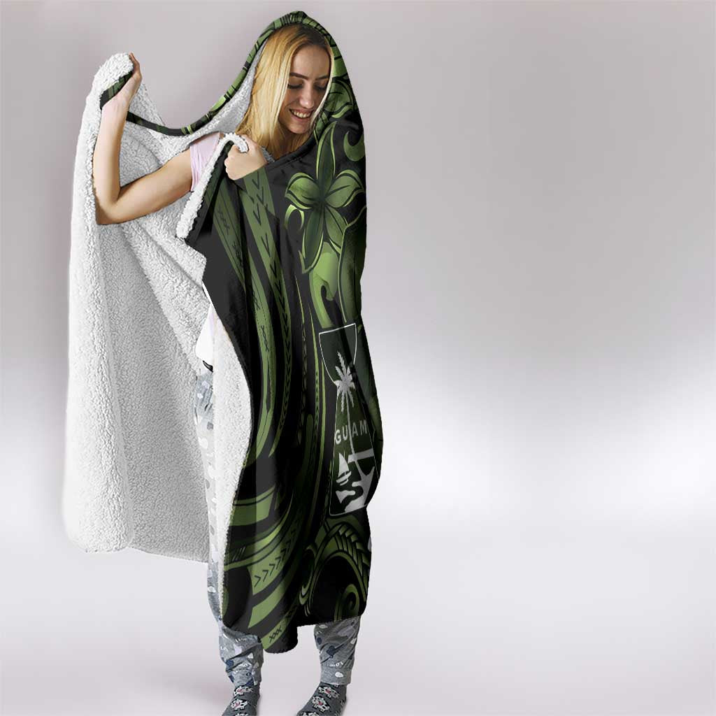 Green Hafa Adai Guam Hooded Blanket Chamorro Latte Stone Hand With Plumeria