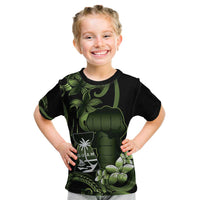 Green Hafa Adai Guam Kid T Shirt Chamorro Latte Stone Hand With Plumeria