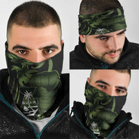 Green Hafa Adai Guam Neck Gaiter Chamorro Latte Stone Hand With Plumeria - Polynesian Pride