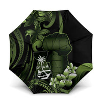 Green Hafa Adai Guam Umbrella Chamorro Latte Stone Hand With Plumeria - Polynesian Pride