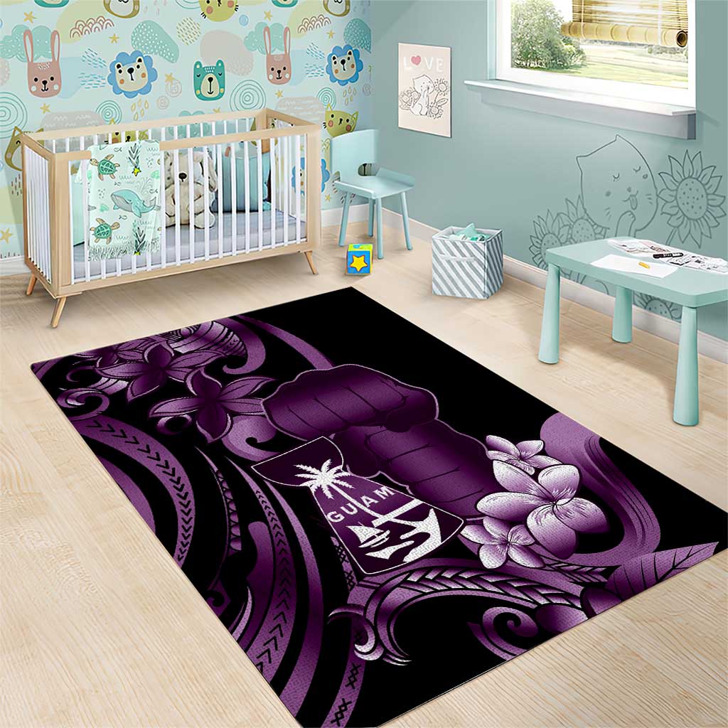Purple Hafa Adai Guam Area Rug Chamorro Latte Stone Hand With Plumeria