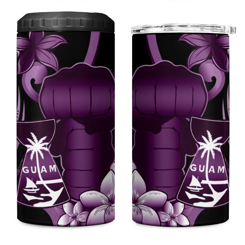 Purple Hafa Adai Guam 4 in 1 Can Cooler Tumbler Chamorro Latte Stone Hand With Plumeria LT14 One Size: 16 oz Purple - Polynesian Pride