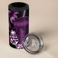 Purple Hafa Adai Guam 4 in 1 Can Cooler Tumbler Chamorro Latte Stone Hand With Plumeria LT14 - Polynesian Pride